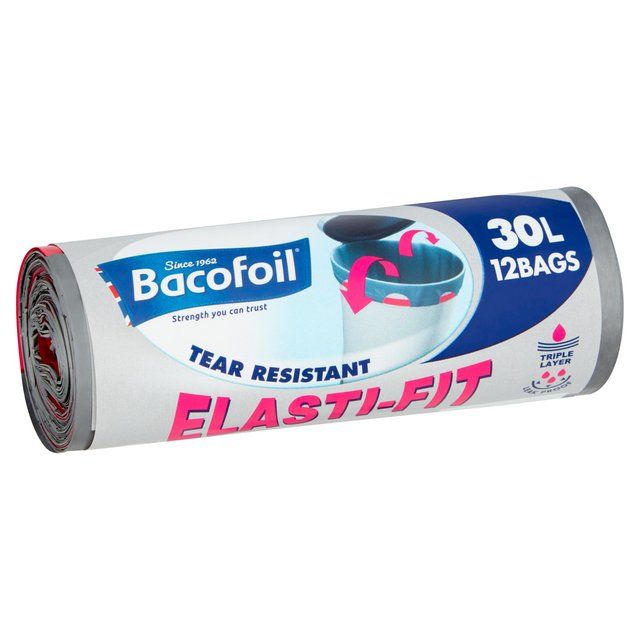Bacofoil Elasti-Fit Bin Bags 30L   12 per pack - McGrocer