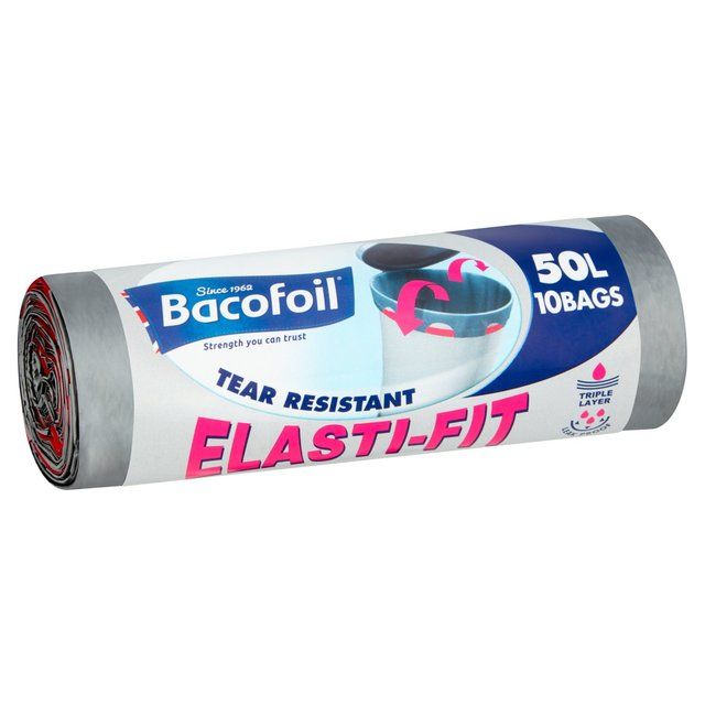 Bacofoil Elasti-Fit Bin Bags 50L   10 per pack - McGrocer