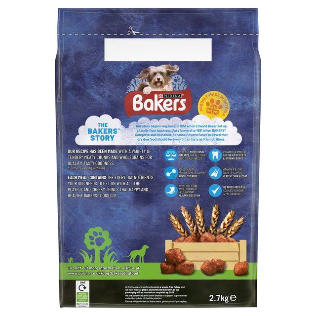 Bakers Meaty Meals Beef Dry Dog Food   2.7kg - McGrocer