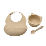 Bambino Silicone Feeding Set Bib Bowl & Spoon Natural - McGrocer