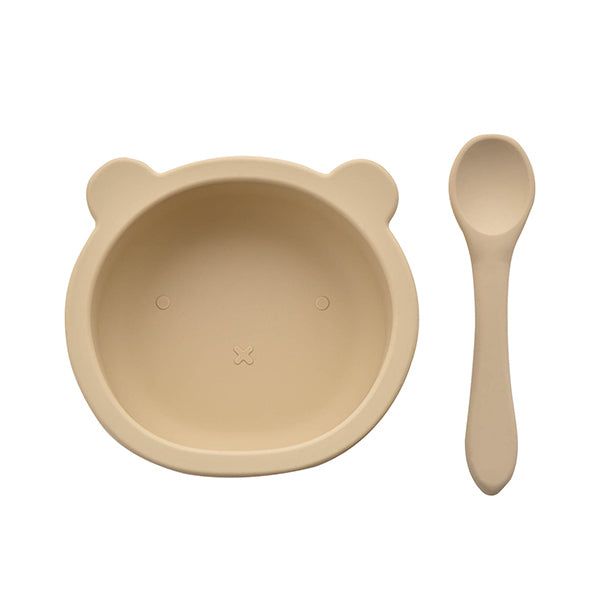 Bambino Silicone Feeding Set Bib Bowl & Spoon Natural - McGrocer