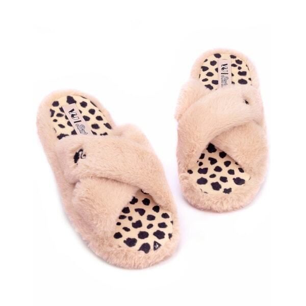 Barbie Womens Crossover Fluffy Slippers (3-4) - McGrocer