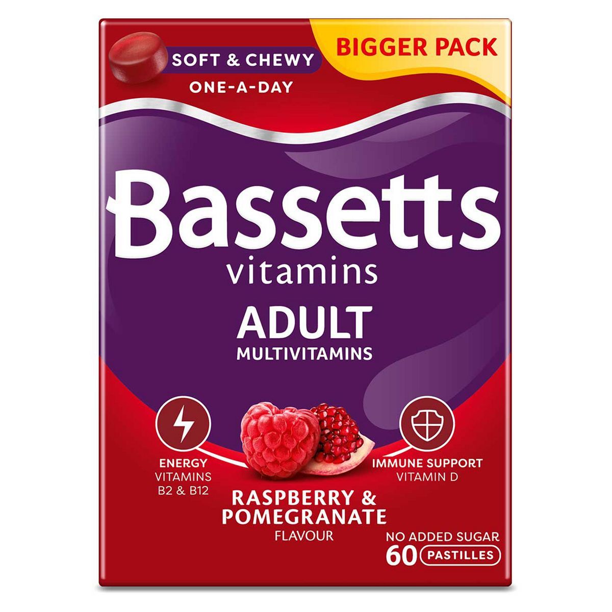 Bassetts Multivitamins Raspberry & Pomegranate Flavour Soft & Chewies Adult - 60 - McGrocer