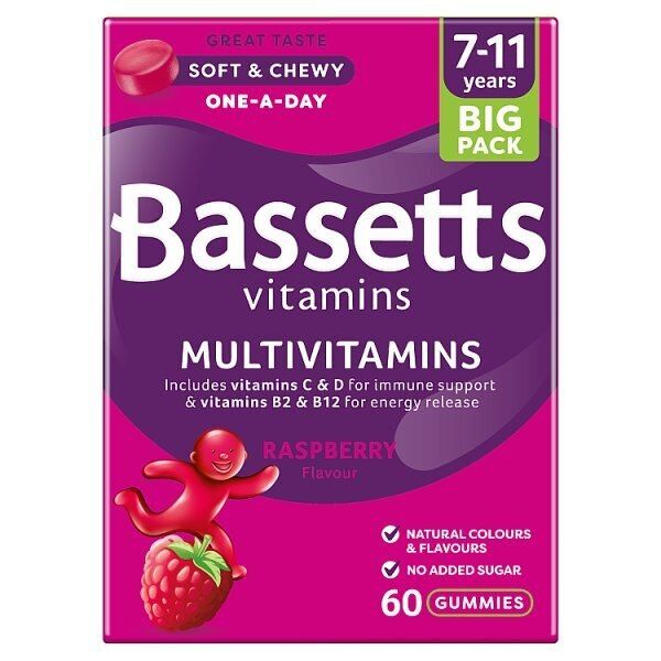 Bassetts Vitamins Multivitamins Raspberry 7-11 Years 60s - McGrocer