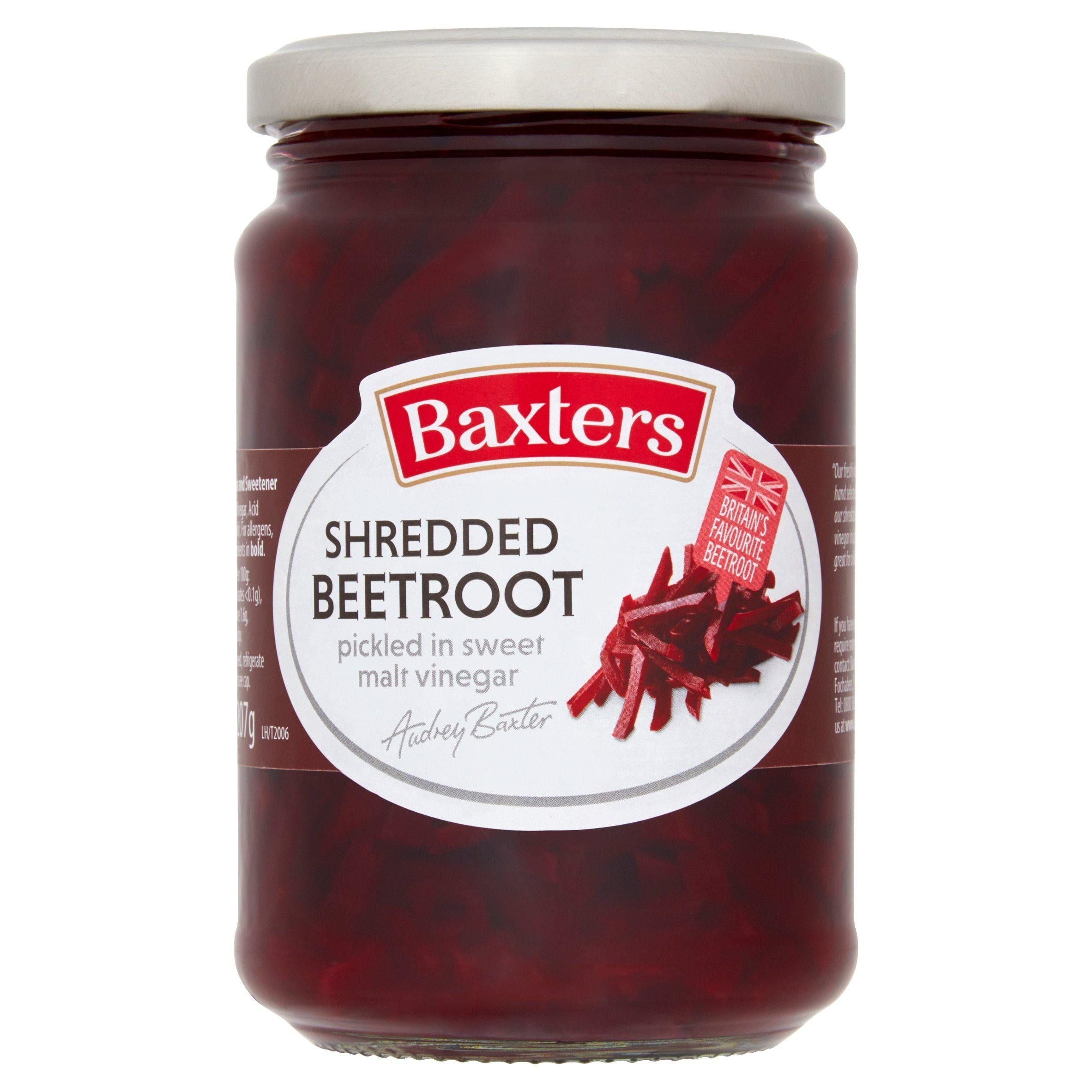 Baxters Shredded Beetroot Pickled in Sweet Malt Vinegar 340g (207g*) - McGrocer