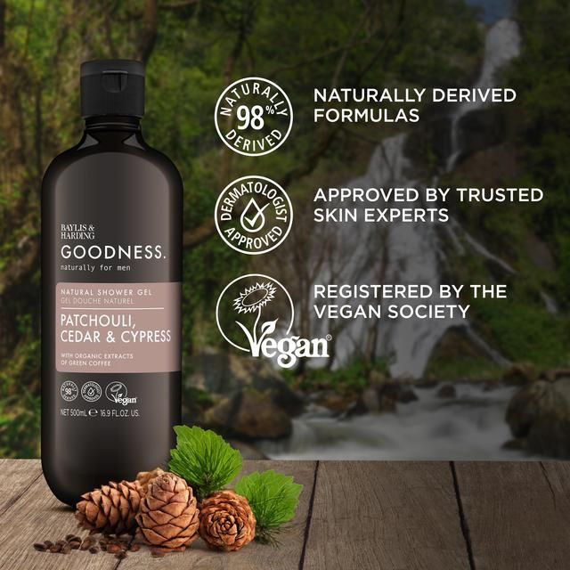 Baylis & Harding Goodness Mens Shower Gel - Patchouli Cedar & Cypress   500ml - McGrocer