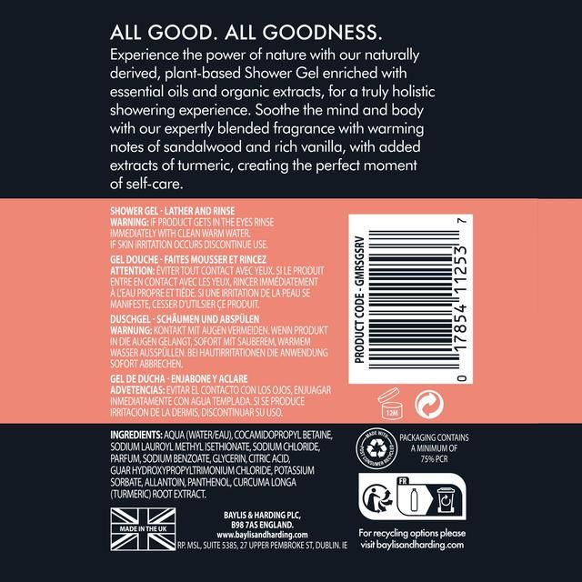 Baylis & Harding Goodness Mens Shower Gel - Sandalwood & Rich Vanilla   500ml - McGrocer