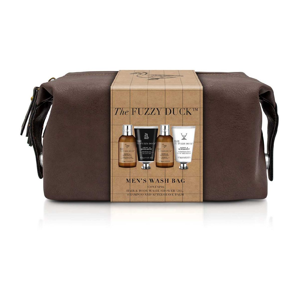 Baylis & Harding The Fuzzy Duck Bergamot Hemp & Sandalwood Men's Luxury Wash Bag Gift Set - McGrocer