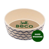 Beco Bamboo Ocean Waves Dog Feeding and Water Bowl Large - McGrocer