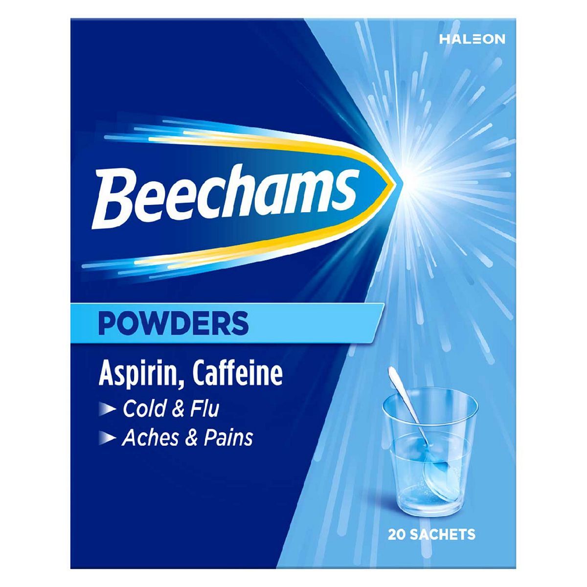 Beechams Cold and Flu Sachets Powders Aspirin & Caffeine 20s - McGrocer