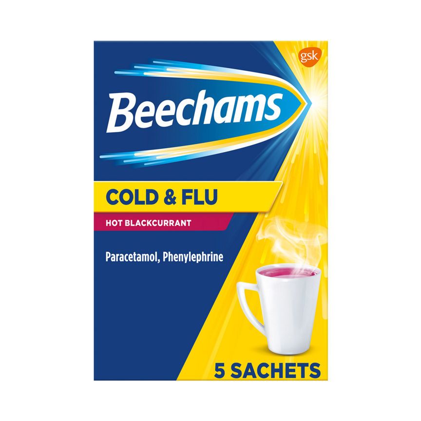 Beechams Cold & Flu Hot Blackcurrant 5 Sachets - McGrocer