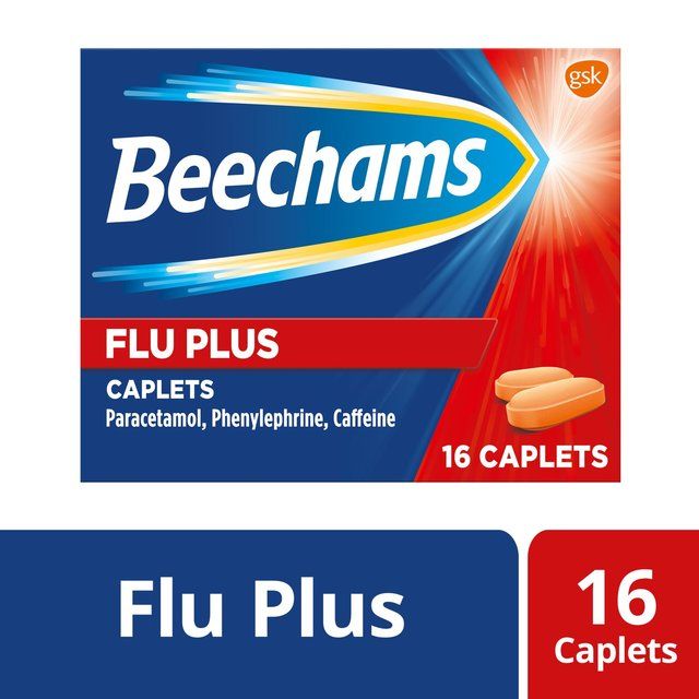 Beechams Flu Plus Cold Flu & Cough Relief with Paracetamol Caplets   16 per pack - McGrocer