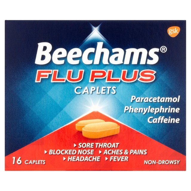 Beechams Flu Plus Cold Flu & Cough Relief with Paracetamol Caplets   16 per pack - McGrocer