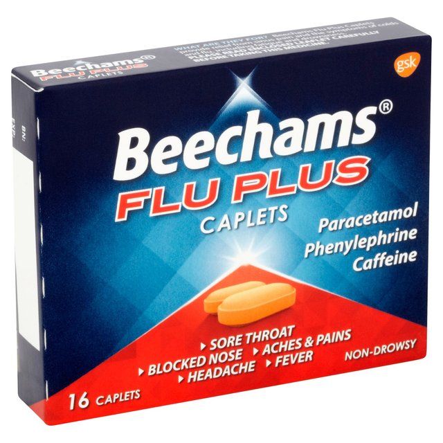 Beechams Flu Plus Cold Flu & Cough Relief with Paracetamol Caplets   16 per pack - McGrocer