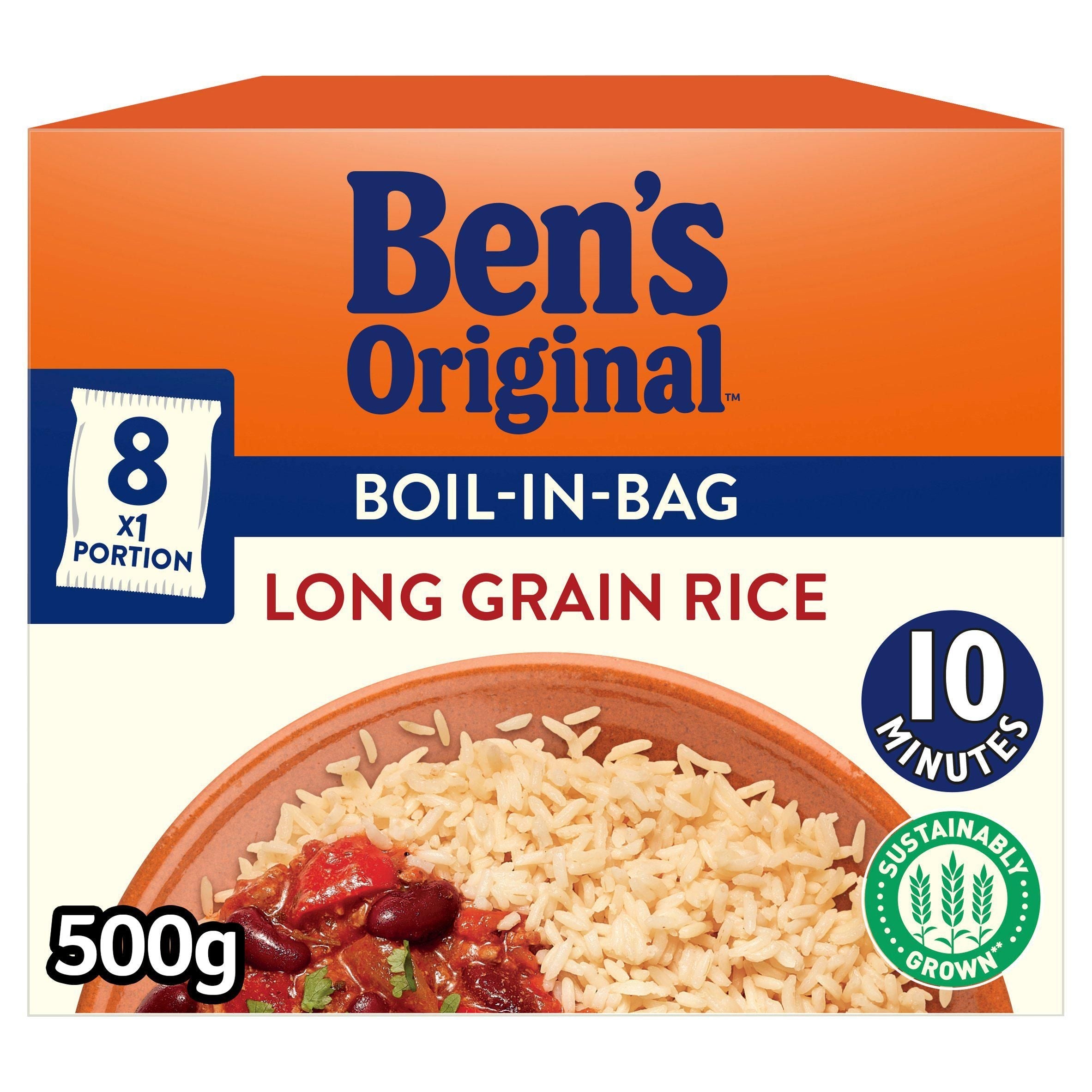 Bens Original Boil in Bag Long Grain Rice 8x62.5g - McGrocer