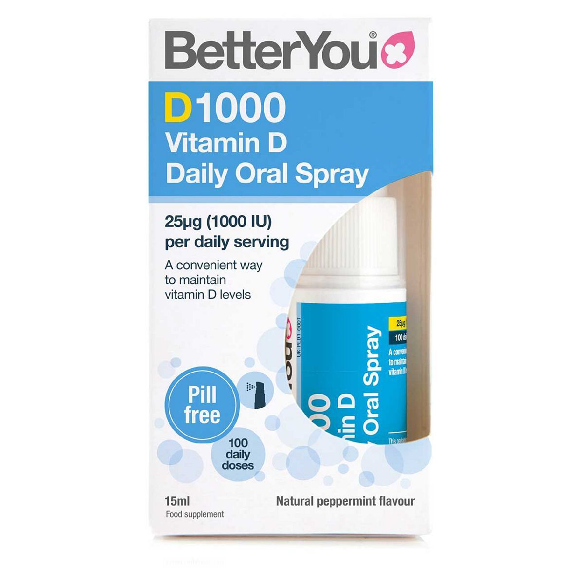 BetterYou D1000 Vitamin D Daily Oral Spray 15ml - McGrocer