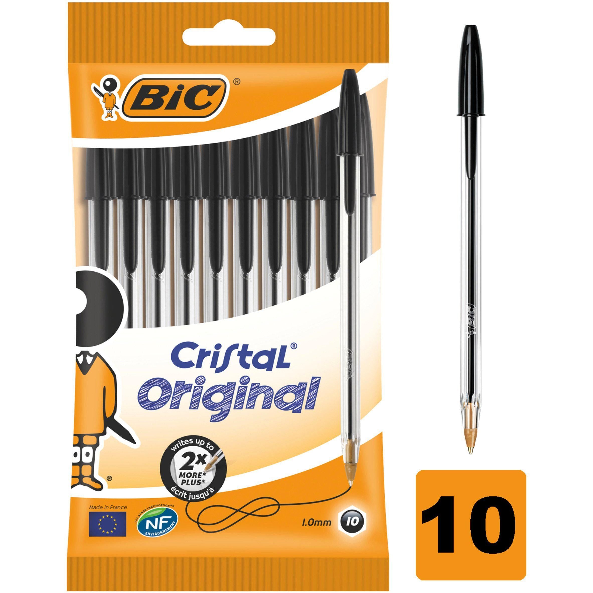 BIC Cristal Black Ballpoint 10 Pack - McGrocer