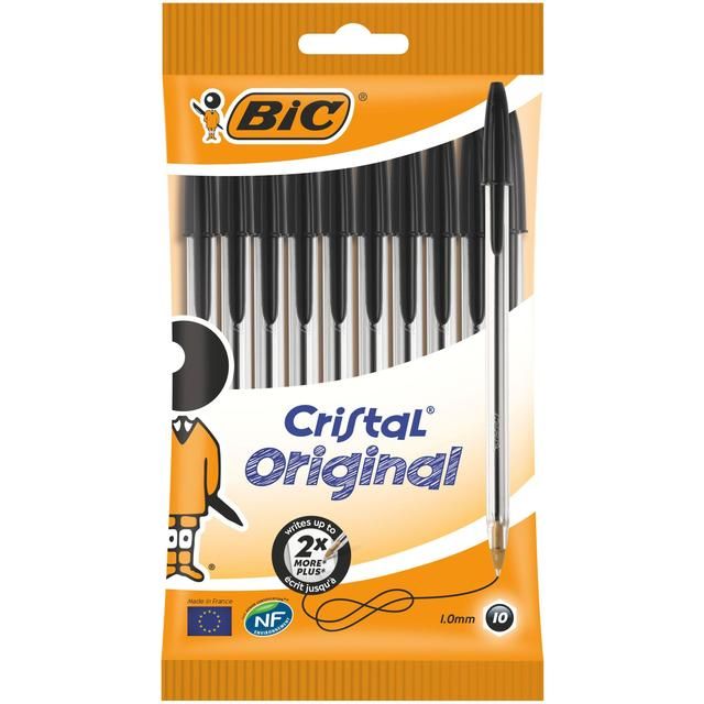 BIC Cristal Original Ballpoint Pens Black Box of 10   10 per pack - McGrocer