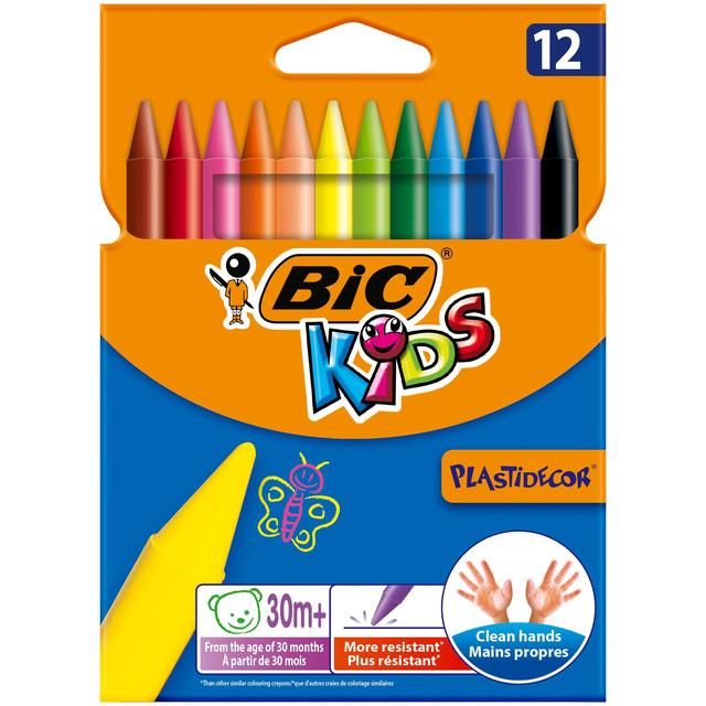 BIC Kids Plastidecor Crayons Wallet of 12   12 per pack - McGrocer