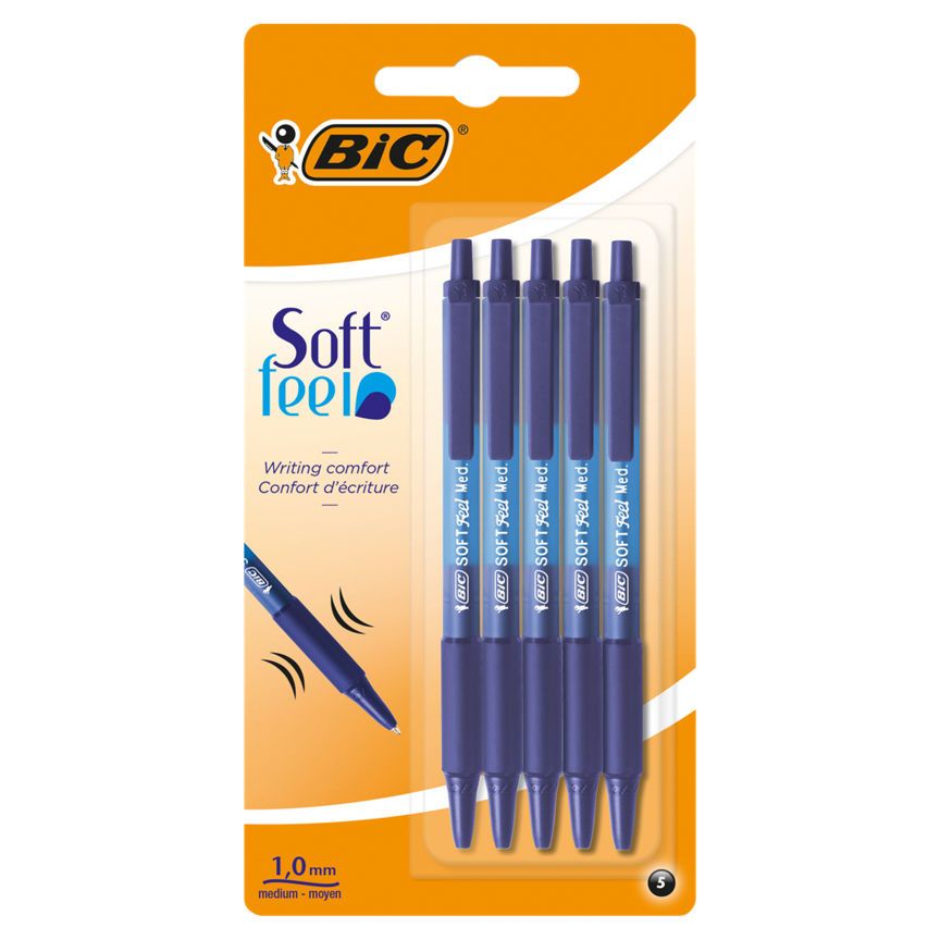 Bic Soft Feel Clic Grip Blue Ball Pens - McGrocer