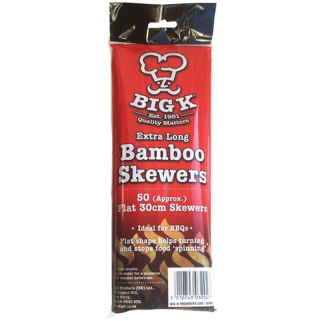 Big K Extra Long Flat Kebab Bamboo Skewers 30 cm   50 per pack - McGrocer