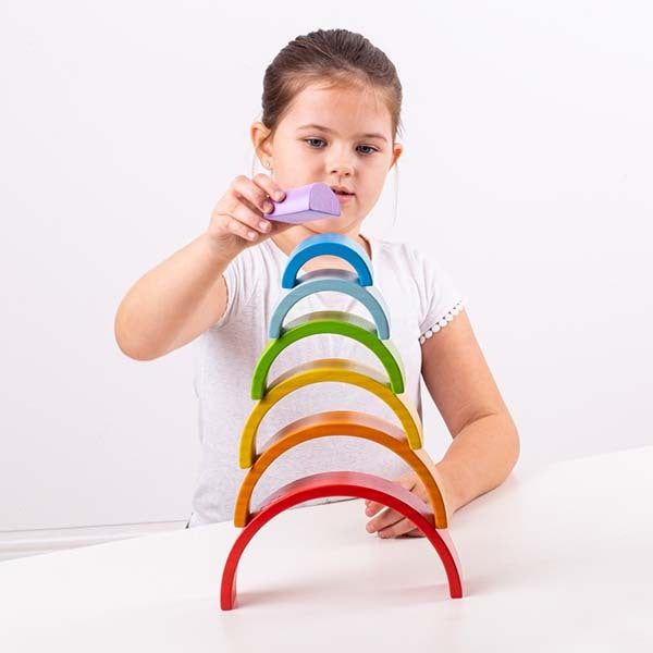 Bigjigs Toys Small Wooden Stacking Rainbow Toy - McGrocer