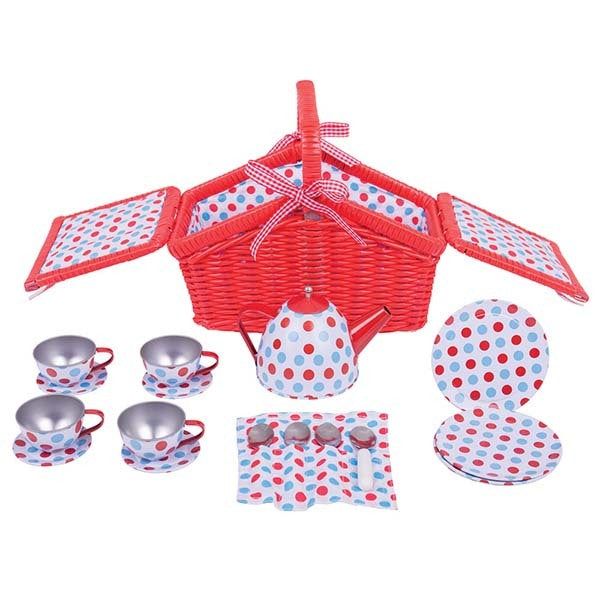 Bigjigs Toys Spotted Basket Tea Set - McGrocer