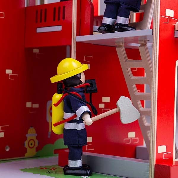 Bigjigs Toys Wooden City Fire Station Playset - McGrocer