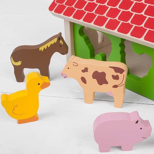 Bigjigs Toys Wooden Farmhouse Shape Sorter Toy - McGrocer