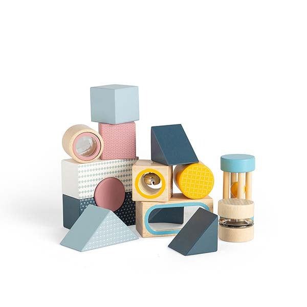 Bigjigs Toys Wooden Sensory Explorer Blocks, 14 Play Pieces - McGrocer