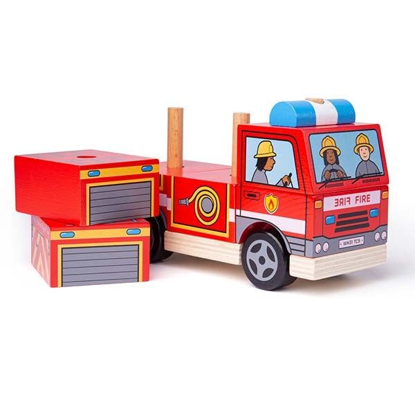Bigjigs Toys Wooden Stacking Fire Engine Toy - McGrocer
