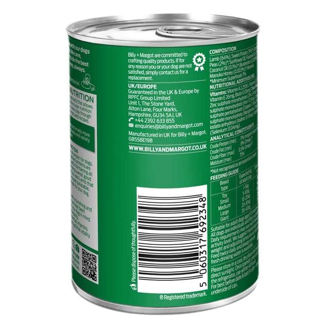 Billy + Margot Lamb with Superfood Blend Wet Can   395g - McGrocer