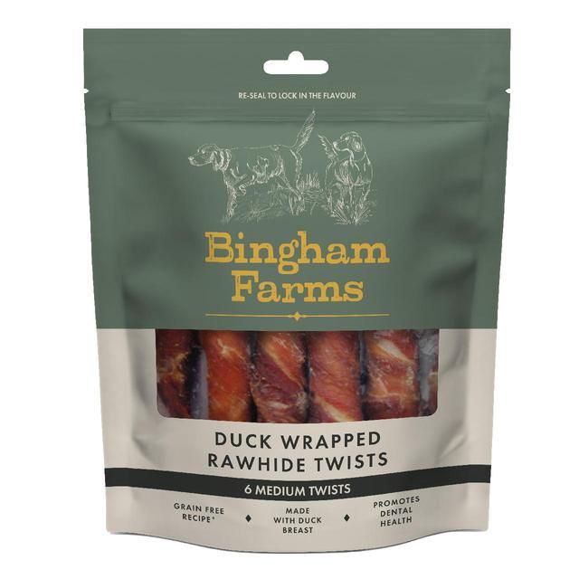 Bingham Farms Duck Wrapped Rawhide Twist Med   6 per pack - McGrocer
