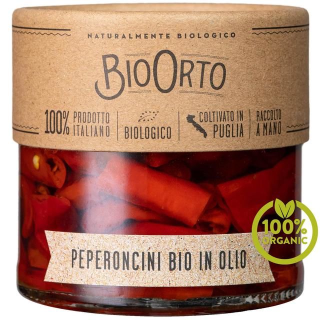 Bio Orto Organic Red Hot Chilli Peppers in Extra Virgin Olive Oil   185g - McGrocer