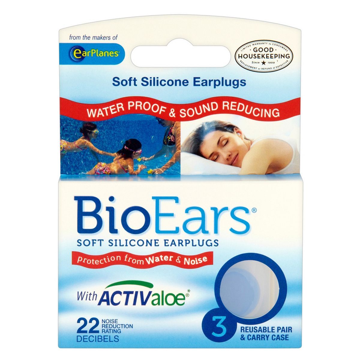 BioEars Soft Silicone Earplugs with Activ Aloe - 3 pairs - McGrocer