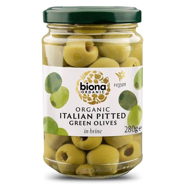 Biona Organic Pitted Green Olives in Brine   280g - McGrocer