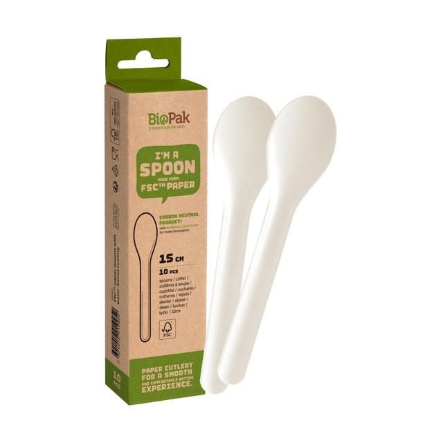 BioPak White Paper Spoons   10 per pack - McGrocer