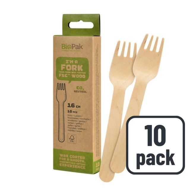 BioPak Wooden Forks   10 per pack - McGrocer