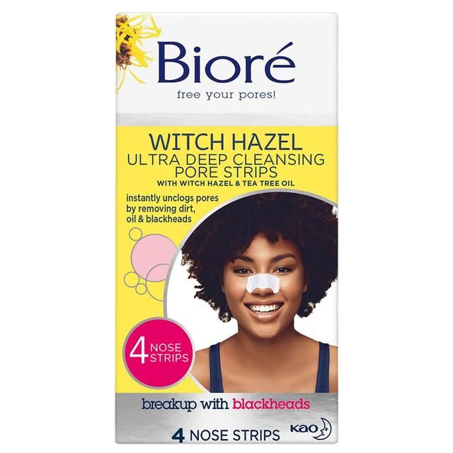 Biore Witch Hazel Ultra Deep Cleansing Nose Pore Strips For Spot Prone Skin   4 per pack - McGrocer