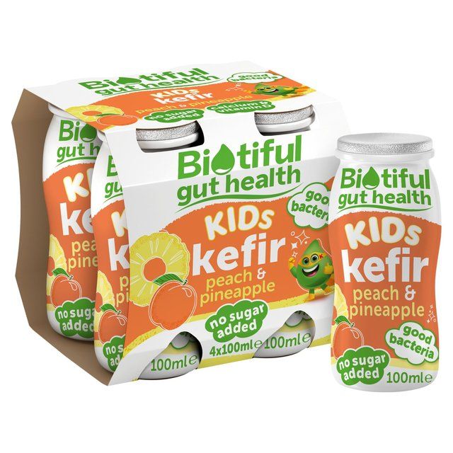 Biotiful Gut Health Peach & Pineapple Kids Kefir   4 x 100ml - McGrocer