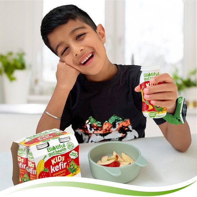 Biotiful Gut Health Strawberry & Banana Kids Kefir   4 x 100ml - McGrocer