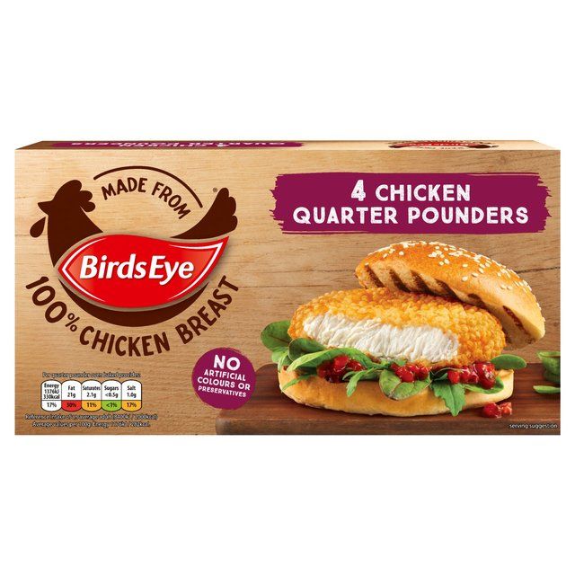 Birds Eye 4 Chicken Quarter Pounders Burgers   454g - McGrocer
