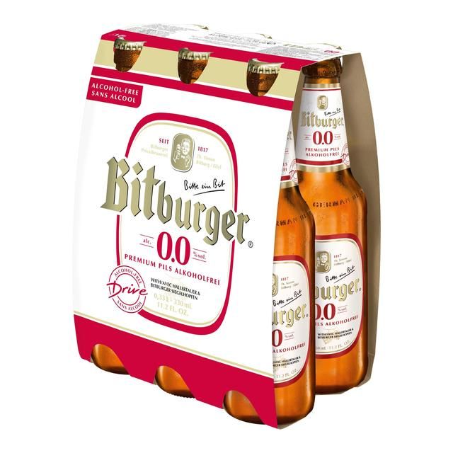 Bitburger Premium Pils 0.0%   6 x 330ml - McGrocer