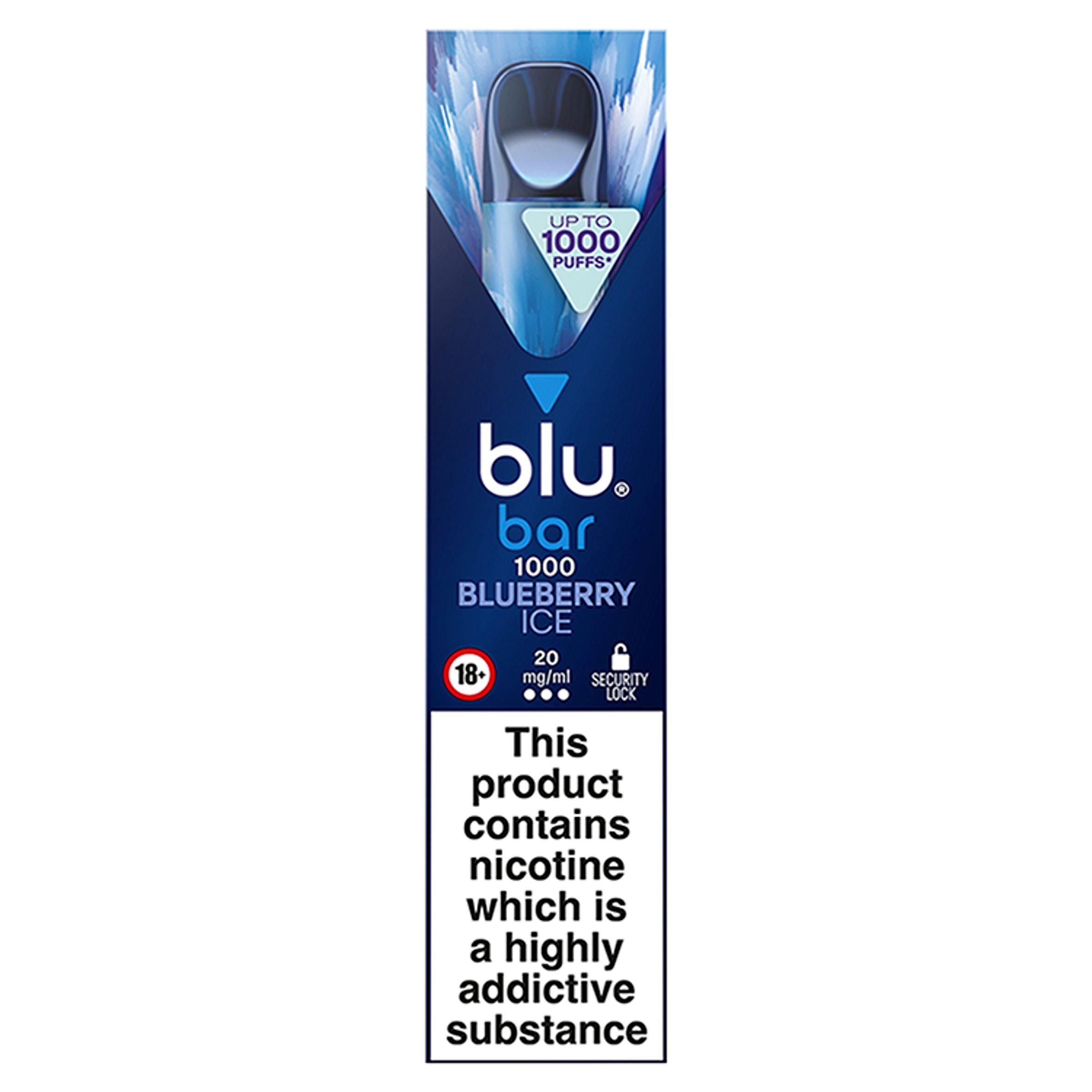 blu bar 1000 Blueberry Ice 20mg/ml - McGrocer