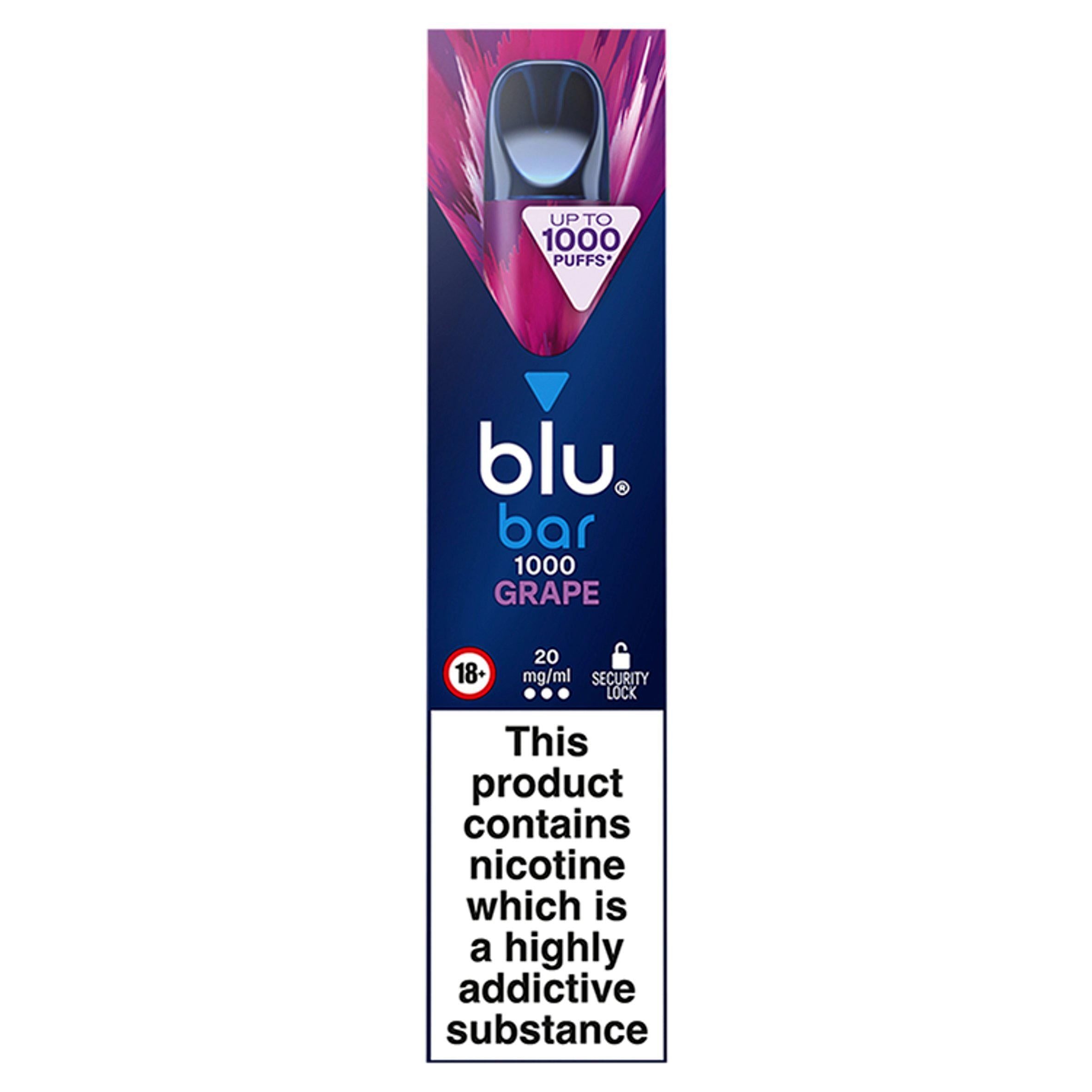 blu bar 1000 Grape 20mg/ml - McGrocer