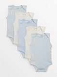 Blue Sleeveless Bodysuits 5 Pack 6-9 months - McGrocer