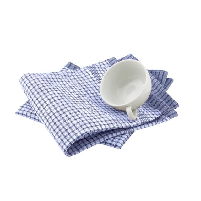 Blue & White Check Tea Towels   2 per pack - McGrocer