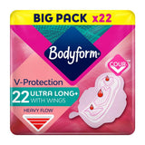 Bodyform Cour-V Ultra Long Sanitary Towels Wings 22 pack - McGrocer