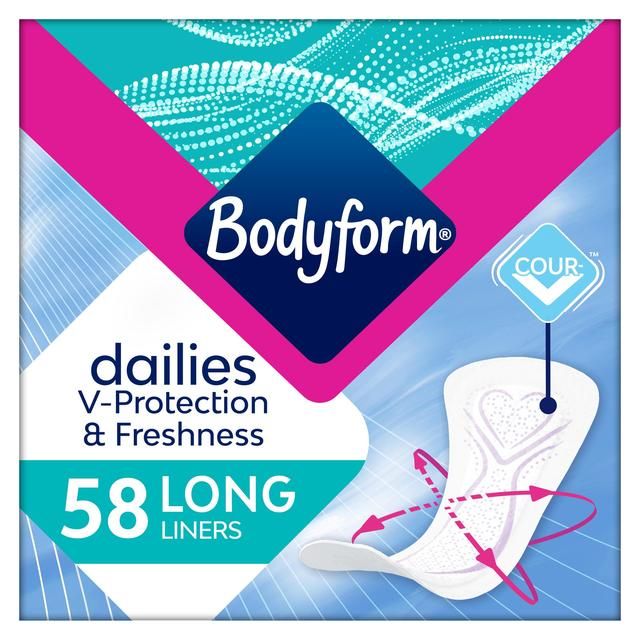 Bodyform Dailies Long Panty Liners   58 per pack - McGrocer