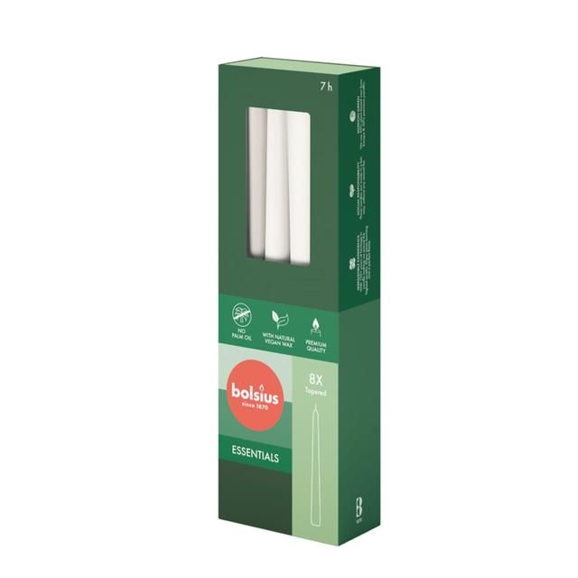 Bolsius Essentials Taper Candles  Box of  8 Cloudy White   8 per pack - McGrocer